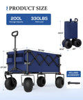 Beach Wagon With 9 Inch Balloon Wheels For Sand 200L Cart dimensions and included pump illustration