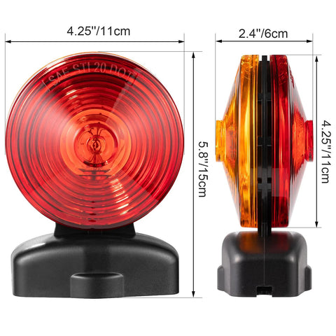 CZC Auto 12V magnetic trailer light with red round lens; two-sided red and amber lens on a magnetic base