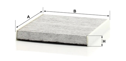 Cabin Air Filter With Activated Carbon For Cars Keeps Nasty Odors, Gas And Pollutants Out Of Your HVAC System, dimensions shown