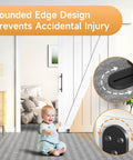 Four Piece Sliding Barn Door Floor Guide Set With Adjustable Rollers installed on door, shown with safety rounded edge design