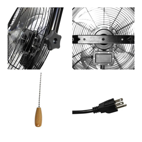 18 Inch Wall Mount Fan For Garages, Shops, Barns And Patios, Industrial Grade Cooling With 1450 CFM, fan parts close-up