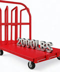 2-In-1 Heavy-Duty Steel Panel Cart With 2000 Lb Capacity Flatbed Platform And All-Weather Rust-Resistant Coating For Warehouse Shop And Job Site Load Transport red steel cart with 2000 lbs capacity