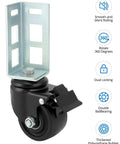 3 Inch PU Caster Wheels For 2x2 Boltless Shelving Racks Four Pack Heavy Duty Mobility Set With 1500 Lb Total Load