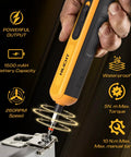 Close-up of 4V Cordless Electric Screwdriver Set With USB C Charge LED Light 26 S2 Bits dual activation, torque and battery features.