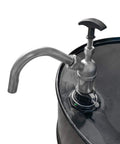 Built Tough Manual Piston Oil Drum Pump For 55 Gallon Barrels showing stainless steel pump on a black barrel for fluid transfer.