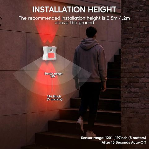 Motion Sensor Light Indoor with Remote, Rechargeable Wireless LED Sconce guidance for installation height and sensor range.