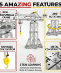 3 In 1 Metal Construction Kit With 273 Parts Tower Crane Frame Crane Windmill Model showcasing features like rotating crane.
