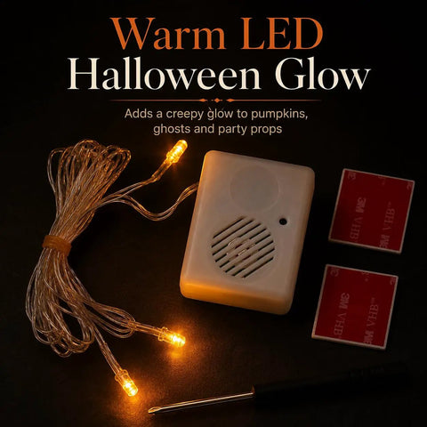 Sound Activated Halloween Fright Box With Three Glowing Led Lights And Scream Module with warm LED lights and speaker unit.