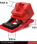 Front view of Clamp On Circuit Breaker Lockout Device Kit 10 Pack For 120/277 Volt Single Pole Toggles Up To 5/8 By 1/2 Inch OSHA Compliant