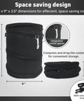 Soft Sided Collapsible Insulated Golf Cart Cooler Bag That Attaches To Cart Basket Or Fender, shown folded and unfolded
