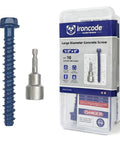 Beefy Half Inch By Five Inch Concrete Screw Anchor Kit with Drill Bit and Hex Driver Blue Coated Heavy Duty Fasteners Ten Pack Bundle