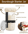 All In One Sourdough Starter Kit with starter jar, cloth cover, feeding band, thermometer, and lid for home baking.