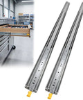 1 Pair Noiseless 76 Inch Side Mount Drawer Slides With Lock For Steel Furniture, Heavy Duty 500 Pound Ball Bearing Tracks
