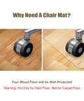 Comparison of wood floor with and without Clear Chair Mat For Hard Floors 30x48 Inch, Transparent Office Floor Protector With Anti Slip Underside