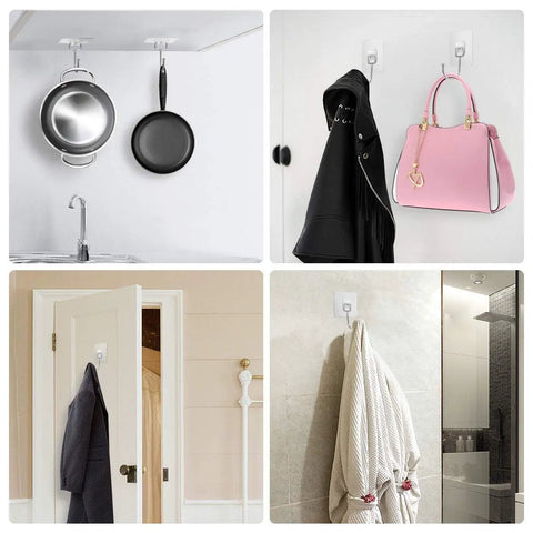 Heavy Duty Adhesive Hooks 22 Lb Max Waterproof And Rustproof Stainless Steel Wall Hangers used for hanging pots, jackets, and towels