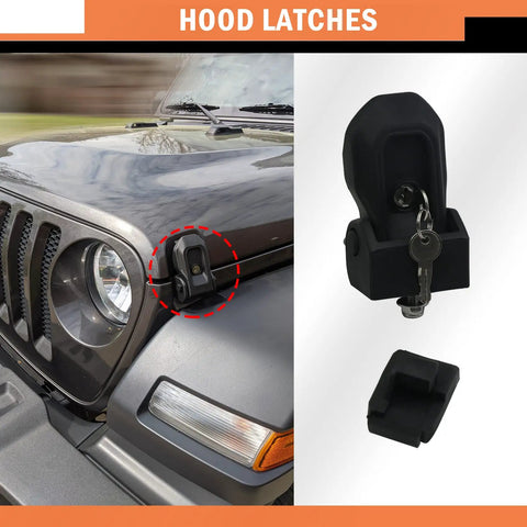 Anti Theft Hood Lock Latch Kit for Jeep Wrangler JL JT Gladiator 2018 2019 2020 2021 2 Door and 4 Door Locking Hood Latches With Keys