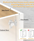 Four Pack Face Frame Inset Cabinet Hinges Offering Buttery Smooth Slow Close Action Alongside Heavy Duty Three Dimensional Sliding Plates For Seamless Flush Door Alignment, showing flush fit with cabinet.