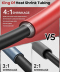 4 To 1 Heat Shrink Tubing Kit With 400-Piece Adhesive-Lined Tubing For Wire Harnesses, marine red and black comparison on 4:1 shrinkage