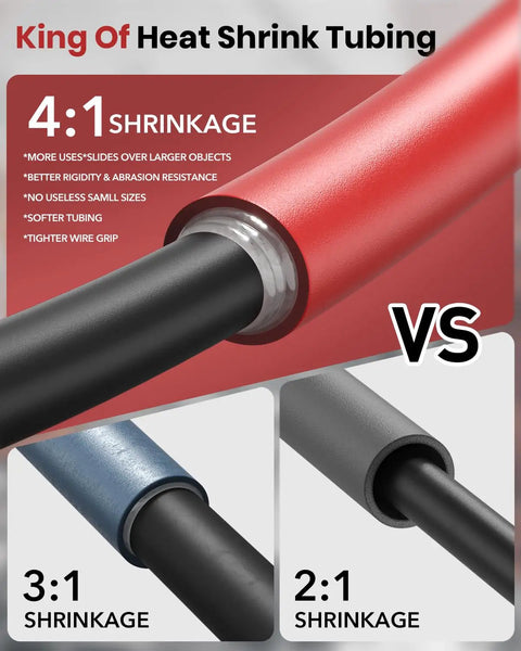 Four To One Heat Shrink Tubing Kit With Adhesive Lined Dual Wall Marine Grade Waterproof Tubing For Wires, 500 Pcs comparison