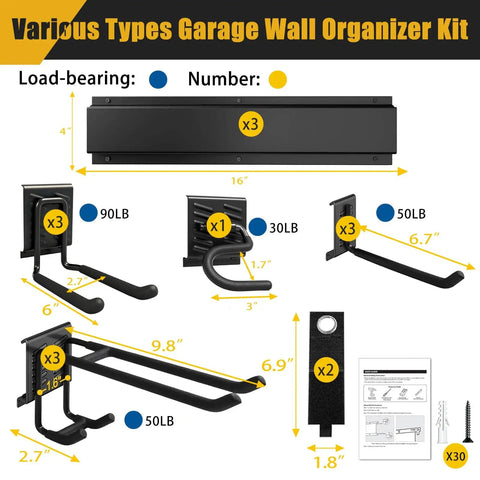 Heavy Duty Garage Wall Organizer With 700 Pound Capacity And 48 Inch Wide Wall Mount Tool Rack parts and load capacities