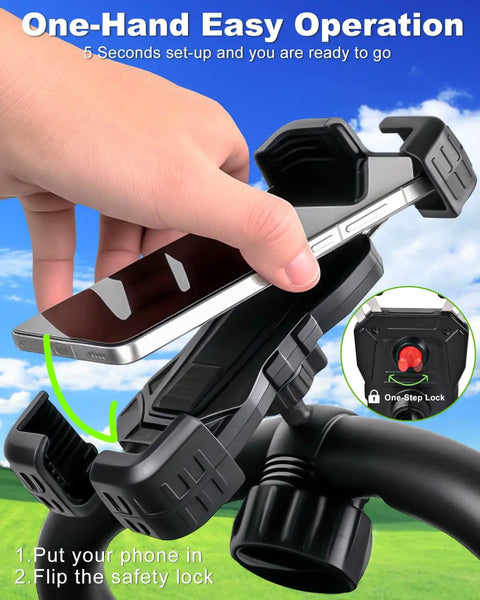 Kick Back And Play With This Hella Secure Golf Push Cart Phone Holder Mount featuring one-hand operation and safety lock.