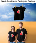 30 Sheets Dark Fabric Heat Transfer Paper For Diy T Shirt Projects 8.3 X 11.7 Inches Iron On Transfer Paper For Inkjet Printers Washable No Cracking No Fading Easy Application on black T-shirt with bear design hanging in sun and worn by models