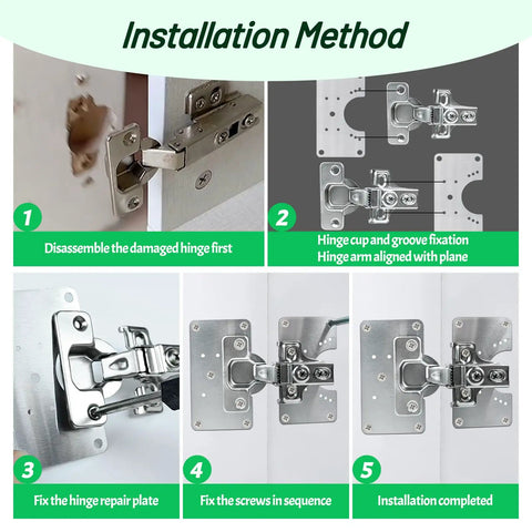 Heavy Duty Cabinet Hinge Repair Plate Kit To Fix Loose Sagging Doors Quick Install Steel Bracket For Wonky Kitchen Cupboards Solid Knockout Diy Fix No Sweat Assembly