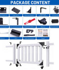 Heavy Duty Sliding Gate Hardware Kit With Anti Sag Roller Braces, includes gate parts and tools for installation.