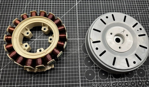 Washer Rotor Stator Replacement Part Plug And Play Direct Replacement Assembly For Most Standard Washing Machines Heavy Duty Construction Delivers Reliable Motor Speed Control And Long Lasting Performance DC97 20946A DC31 00155B DC93 00309D, washer motor parts shown