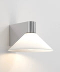Close-up of Conic Geometric Bathroom Wall Light In Polished Chrome Damp Rated G9 Vanity Fixture Dimmable Sconce with glass shade