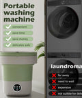 Super Smooth Foldable Mini Washing Machine With Quick Spin Basket for tiny apartments, lightweight green TPE construction.