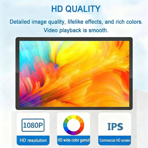Slick 27 Inch Digital Menu Board With Led Backlit Display And Hd Video Player For Restaurants showing HD quality screen.