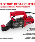 Pekelectric Hydraulic Rebar Cutter 3/4 Inch Power Tool Cuts Steel Bar Fast Heavy Duty Corded Saw with ergonomic aluminum handle.