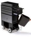 Heavy Duty Rolling Utility Cart With Four Drawers For Trades And Warehouses showing four drawers and detachable trash bin.