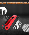 Foldable Hex Key Set With Metric And SAE Allen Wrenches, Pro Grade Chrome Vanadium Steel, black oxide, red handle view