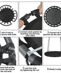 Assembly steps for Black Outdoor Saucer Swing With PP Mat For Yard Garden And Park Easy To Install Sturdy Steel Frame Weather Resistant