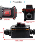 IP67 Waterproof Inline Cord Switch 12V DC 20A DPST 4 Pin Two Position On Off Outdoor Toggle With Red Light Rocker Button Two Side Entry and Exit Line Latching Action Weatherproof Electrical Switch, 12.5cm size