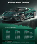 Infographic showing compatible vehicles for HVAC Blower Motor With Front Fan Cage 700089 Replacement For Cadillac Escalade and Chevy Silverado.
