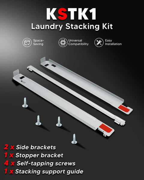 Heavy Duty 27 Inch Washer Dryer Stacking Kit Replacement For LG Laundry Units With Solid Metal Chrome Coated Frame Includes Side Brackets And Stopper