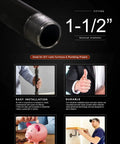 18 Inch Black Steel Pipe One And One Half Inch Nominal Diameter Pre Cut Schedule 40 Black Coated Tube For DIY Projects Quick Fixes And Repairs Meets ASTM And ANSI Standards with installation instructions and features