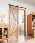 Six Foot Sliding Barn Door Hardware Kit With 265 Lb Capacity Fits Doors Up To 36 Inches installed in modern living room