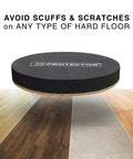 Black rubber slider designed to prevent scuffs and scratches on various hard floors in homes, ideal for furniture movement.