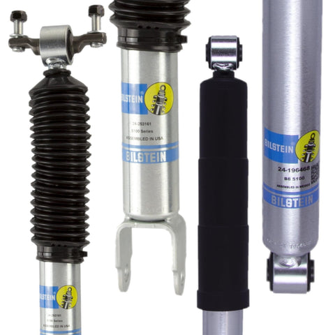 Bilstein 5100 Series Front And Rear Monotube Shocks Set For 2011 To 2024 Silverado 2500 HD And Sierra 3500 HD, close-up of shock design