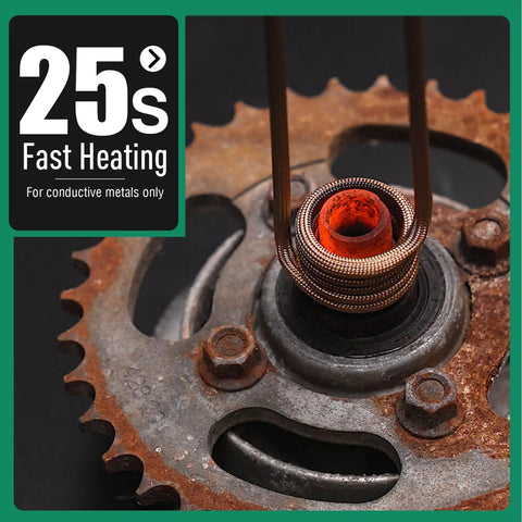 Induction Heater Bolt Removal Tool 1500W Magnetic Heating System With Twelve Heavy Duty Coils For Rusty Nut Extractor, heating copper coil around rusted bolt.