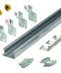 Bypass Sliding Closet Door Track Kit, Forty Eight Inch, Two Door Hardware With Brass Plated Pulls, fits three quarter to one and one quarter inch thick doors