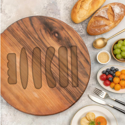 6 In 1 Charcuterie Board Handle Template Clear Acrylic Routing Jig No Sweat Woodworking Guide For Hype Serving Trays And Cutting Boards Straight Fire DIY Craft Essentials on a wooden board with food.