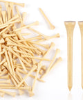 150 Count Wooden Golf Tees Two And Three Quarters Inch Biodegradable Bamboo Tees Natural Color, Close-Up View