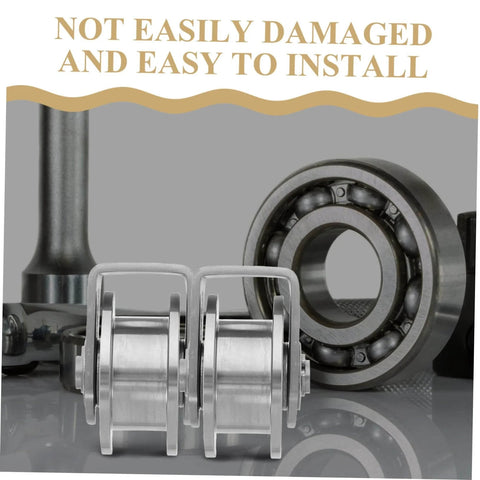 Front view of Heavy Duty Stainless Steel Pulley Wheel Set For Sliding Door Tracks, high load capacity, smooth operation.