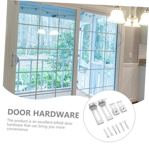 1Set Bifold Door Hardware Kit for Sliding Doors With Roller Replacement Parts and Durable Track System next to glass doors
