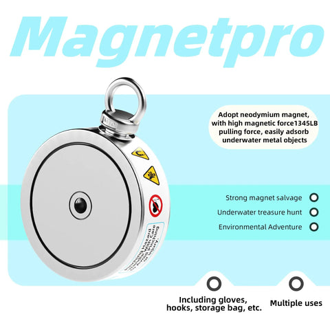 2690Lb Complete Retrieving Magnet Fishing Kit With Double Sided Real N40 Neodymium Magnets promotional graphic